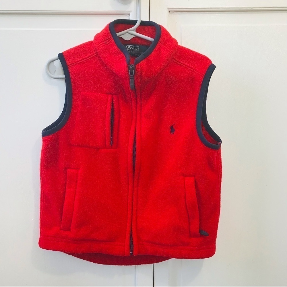 3/$25 POLO By Ralph Lauren Red Blue Fleece Vest Size 4